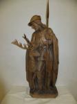 Holzfigur mit Hubertushirsch / geschnitzt / H 82 cm