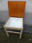 Holzhocker / mit Deckel u. seltener Emaile-Schüssel mit Seifenablage / 28 Euro